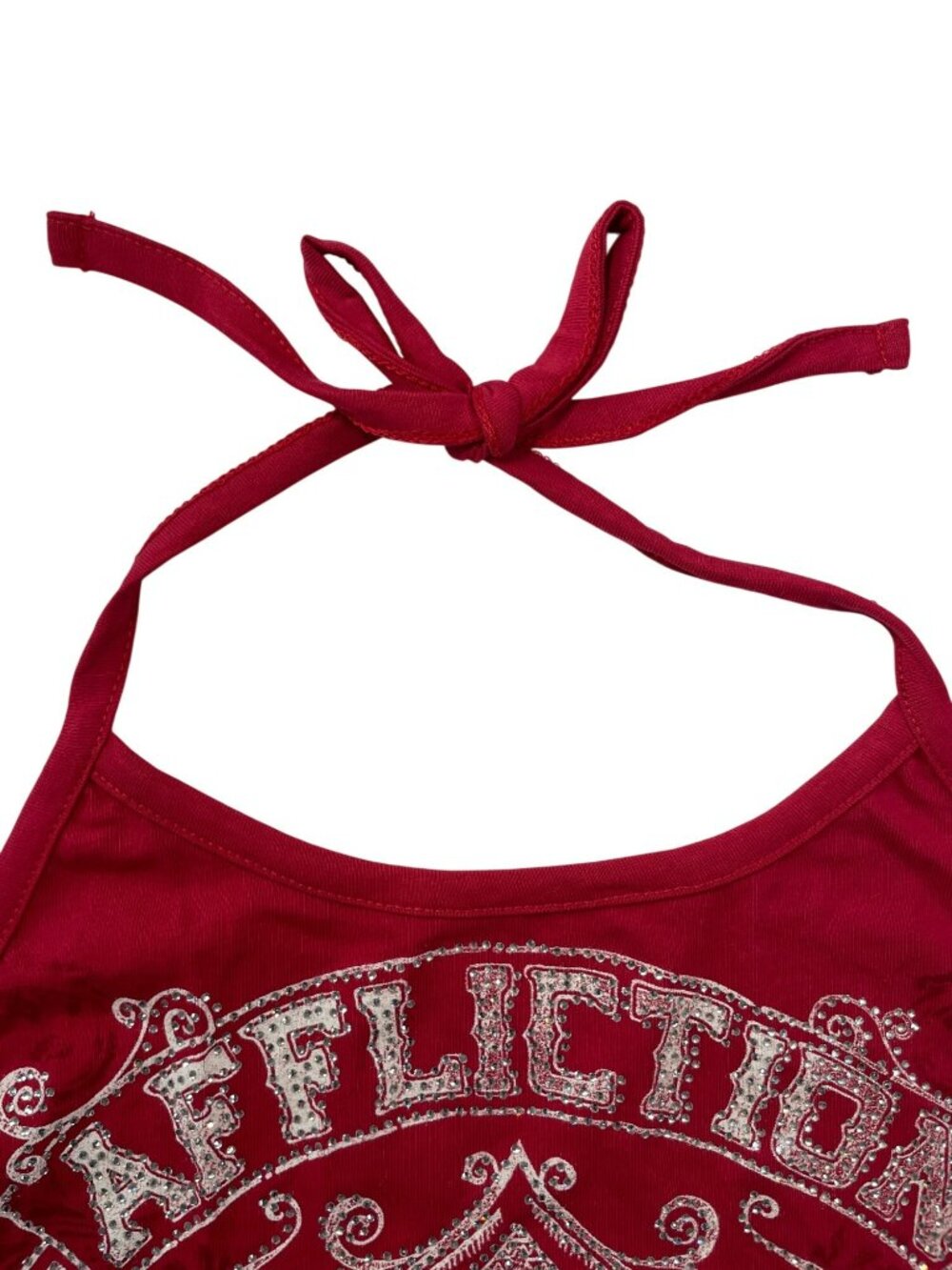 Affliction Saint Germain Red Halter Top Wth Rhinestones Wmn's Size S MSRP$48 NWT - Picture 4 of 7